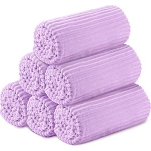 Buryeah 6 Pcs Flannel Throw Blanket Bulk 50 x 60 in Sleepover Blanket Outdoor Wedding Throw Lightweight, Oeko-tex Standard 100 Certified for Sofa Homeless Gifts (Lavender Purple)