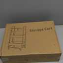 MOYIPIN 3-Tier Plastic Rolling Utility Cart with Handle,Utility Storage Cart for Office, Living Room, Kitchen,Movable Storage Organizer Shelves,White with 4 Hanging Cups