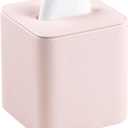 PU Leather Tissue Box Cover with Magnetic Closure, Square Tissue Box Holder with Rounded Edges Design (Pink, Square)