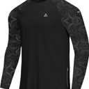 Men's Swim Shirts Rash Guard UPF 50+ Long & Short Sleeve UV Sun Protection Summer Shirts Fishing Hiking T-Shirt (X-Large, Black Camo)