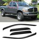 Window Visor for 2002-2008 Dodge Ram 1500 Quad Cab/Extended Cab/ 03-09 Dodge Ram 2500 3500, Out-Channel Rain Guards Shields Vent Deflector Shade Wind Dark Smoke,Outside-Mount, 4PCS (For 02-09 Ram Quad Cab/Extended Cab)