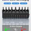 600W Charging Station for Multiple Devices, 12-Port USB C Charging Station with Dual 100W PD PPS, Multi Device Fast Charger Dock for MacBook Pro Laptop, iPhone, iPad, Tablet, Cell Phone