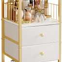 Makeup Organizer Storage Cart, Large Skincare organizers, Makeup Stand with Drawers, Makeup Vanity Organizer Cosmetics Display Cases Holder for Skin Care Nail Polish Perfume Makeup Brush (Gold)