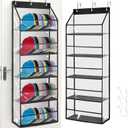 Clear Hat Storage Rack for Wall, Over Door Hat Organizer for Baseball Caps, Five-Ply Baseball Cap Organizer for Closet with 3 Hooks Hat Holder (Black)