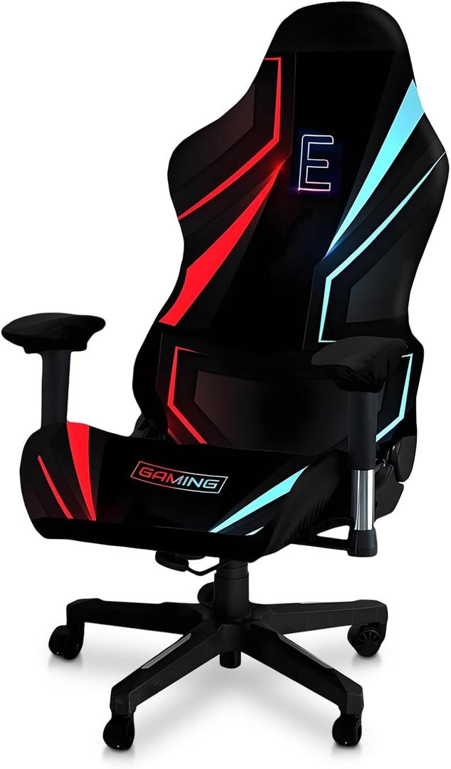 Gaming Chair Covers, 3D Printing Stretchable Soft Non-Slip Easy to Install Gamer Chair Cover with Armrest Cover(No Chair)(H)