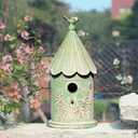 Metal Hanging Birdhouses for Outdoors Bird Houses for Outside Unique Bird Nest for Bluebird Wren Chickadee Sparrow Bird Nest Box for Garden Patio