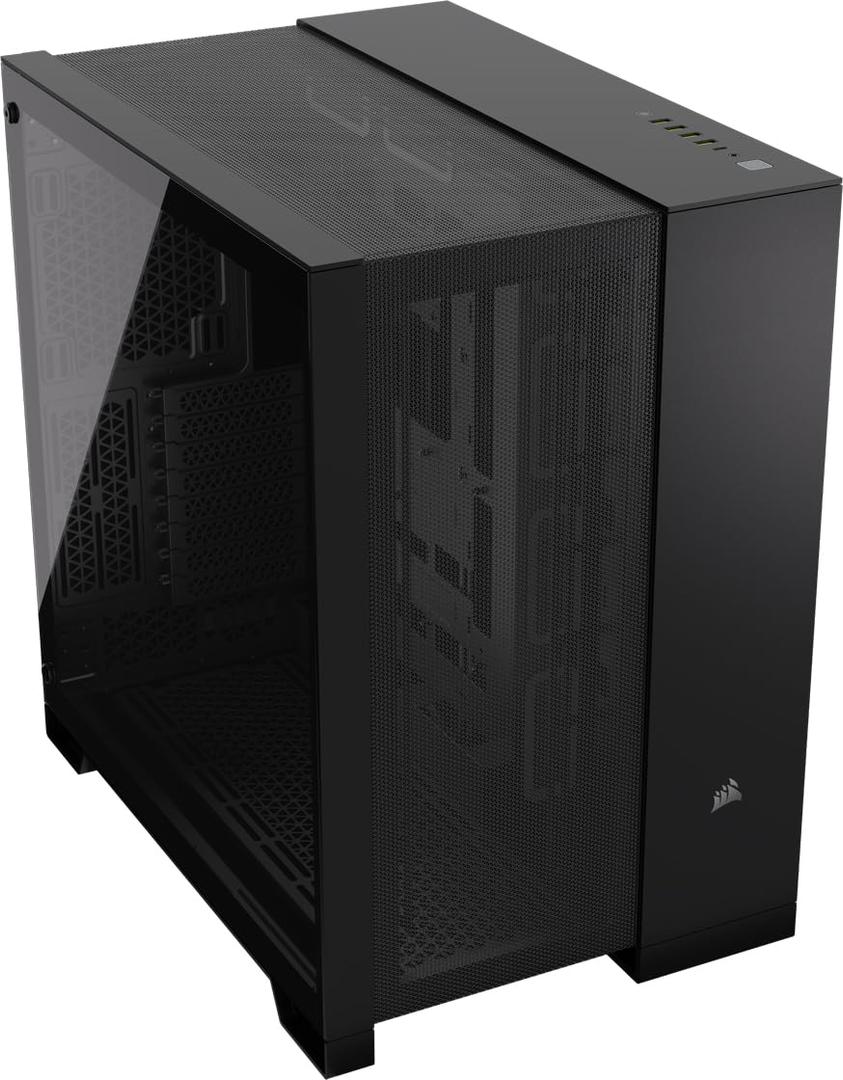 CORSAIR 6500D Airflow Mid-Tower ATX Dual Chamber PC Case  Tempered Glass  Reverse Connection Motherboard Compatible  No Fans Included  Black