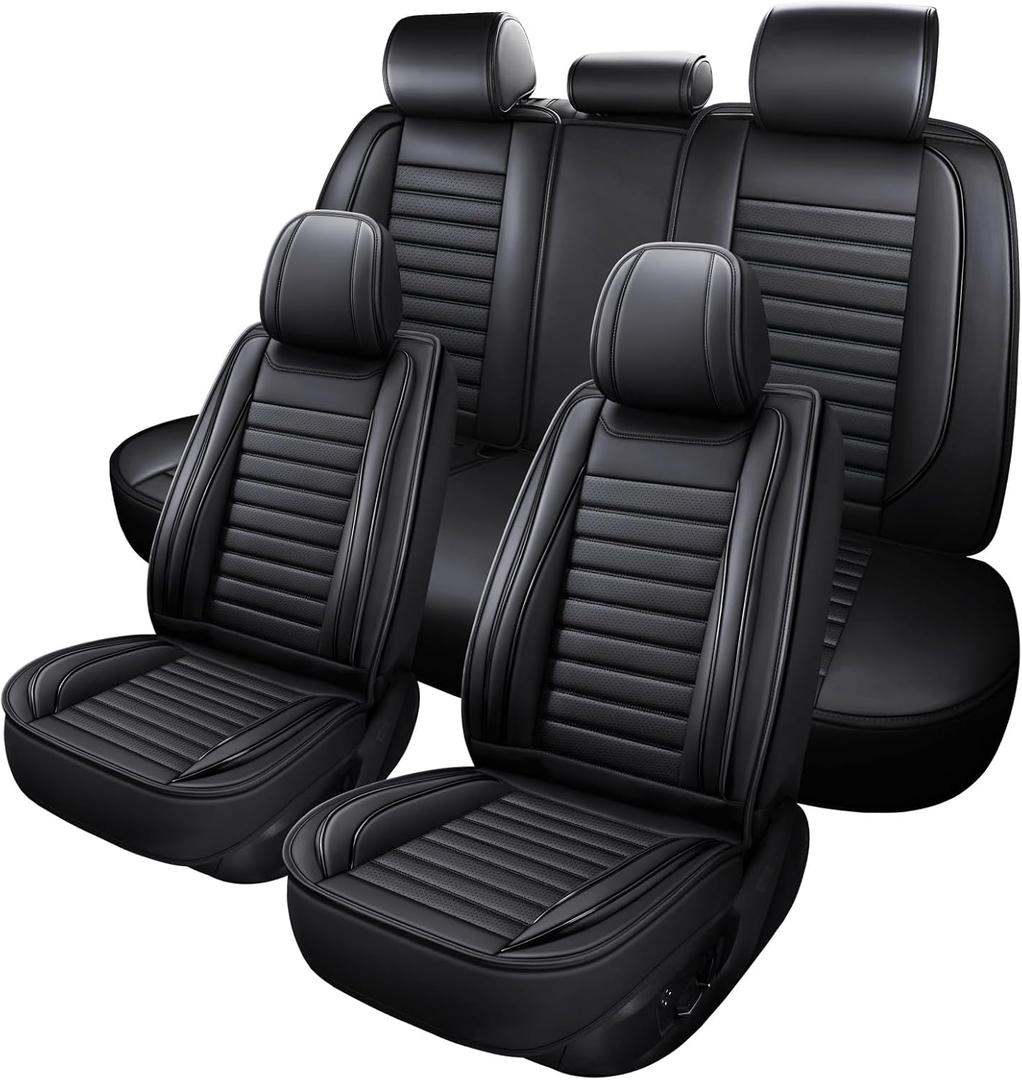 MINGBRON Car Seat Covers,Car Seat Protector Waterproof,Seat Covers Full Set, Car Seat Protectors,Automotive Seat Covers Fit for Most Cars Black (5 Seat Covers (Front & Rear))