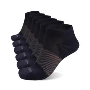 Colorfulkoala Womens Athletic Running Socks for Women Lightweight Yoga Socks Medium Cushioned Comfort 6 Pairs Pack Ankle Socks (Large, Black) (Black, L)