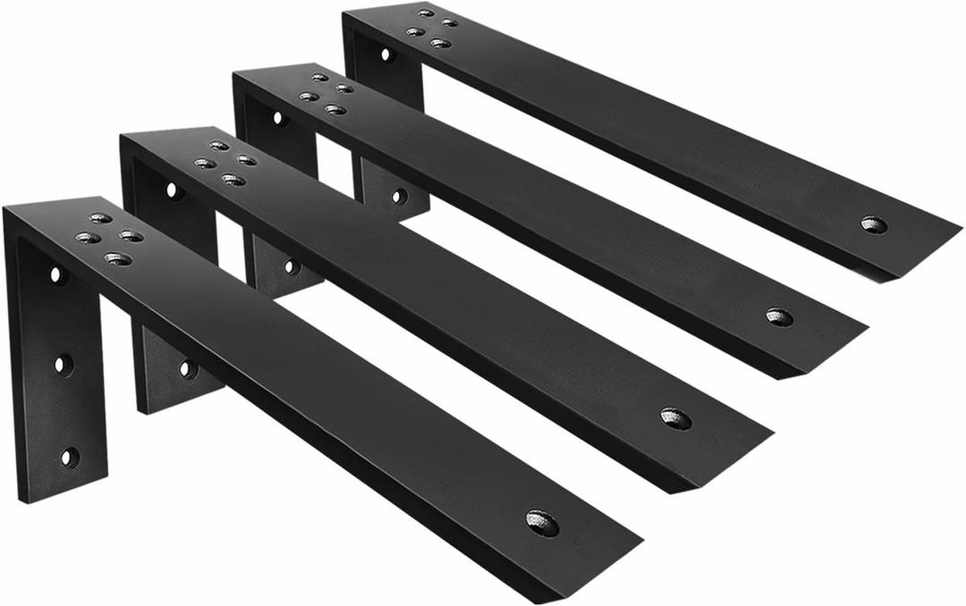 Countertop Support Brackets Black 4 Pack L Bracket Countertop Brackets 20" x 8" x 2.5" Heavy Duty 3/8" Thick Shelf Brackets Metal Corbels L Shape Bracket for Wood Shelf/Quartz/Granite/Concrete Countertops
