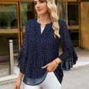 Timeson Women's 3/4 Sleeve Dressy Casual Top (Blue, XL)