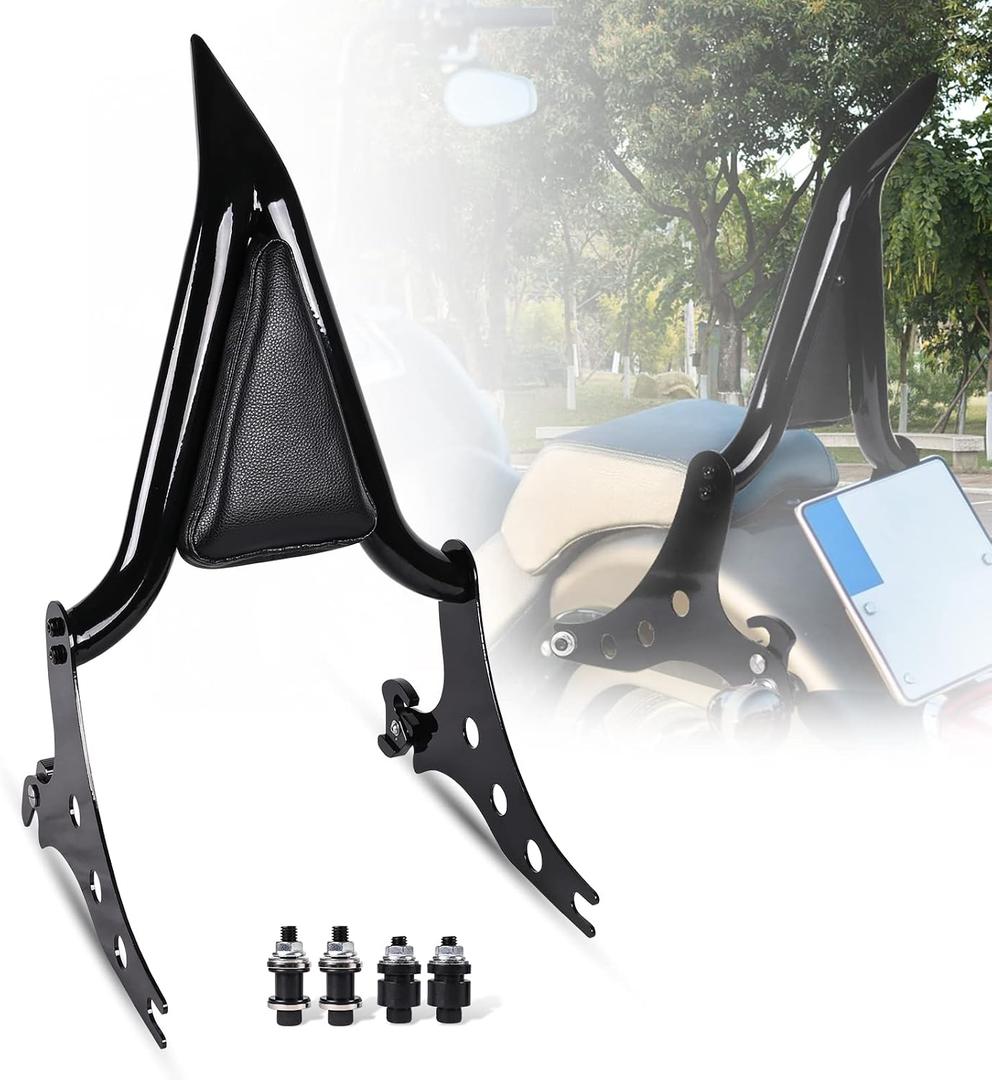 Detachable Sissy Bar Passenger Backrest Pad Passenger, Black Tall Rear Seat Back Rest for Harley Fat Boy 2007-2017 Softail 2006-2012 with Docking Hardware Heavy Duty (Fat Boy 2007-2017)