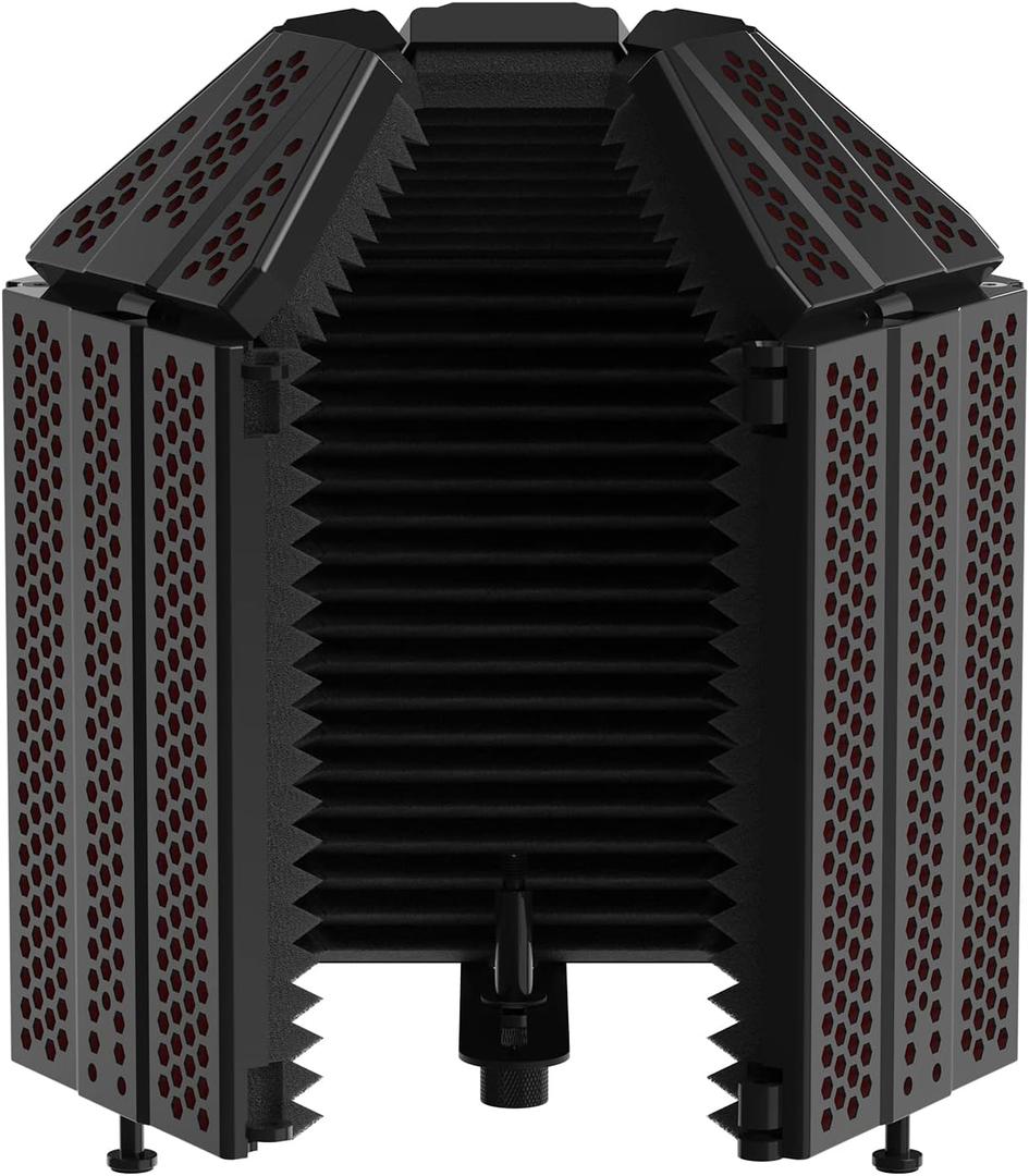 XTUGA Recording Microphone Isolation Shield, High Density Absorbent Foam 3 Panels to Filter Vocal,Top Enclosed Foldable Soundproof Cover for Condenser Studio Equipment MIS02