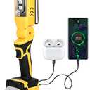Cordless LED Work Light Compatible with Dewalt 20V Battery, 18W 6500K Flashlight, Adjustable Head, with Low Voltage Protection, USB & Type-C Charging Port, for Camping Emergency (Not Battery)