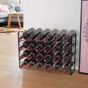 TONLEA 4 Tier Wine Rack - 3-in-1, Stackable, 24-Bottle Wine Storage Rack for Cabinet or Pantry (Dark Black, Version 3.0)