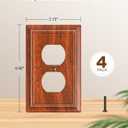 4-Pack Duplex Outlet Cover Plate, Decorative Wood Grain Switch Plates and Outlet Covers, Natural Bamboo Fiber Wall Plates for Electrical Outlets, 1 Gang Receptacle Cover, Corrosion Resistant