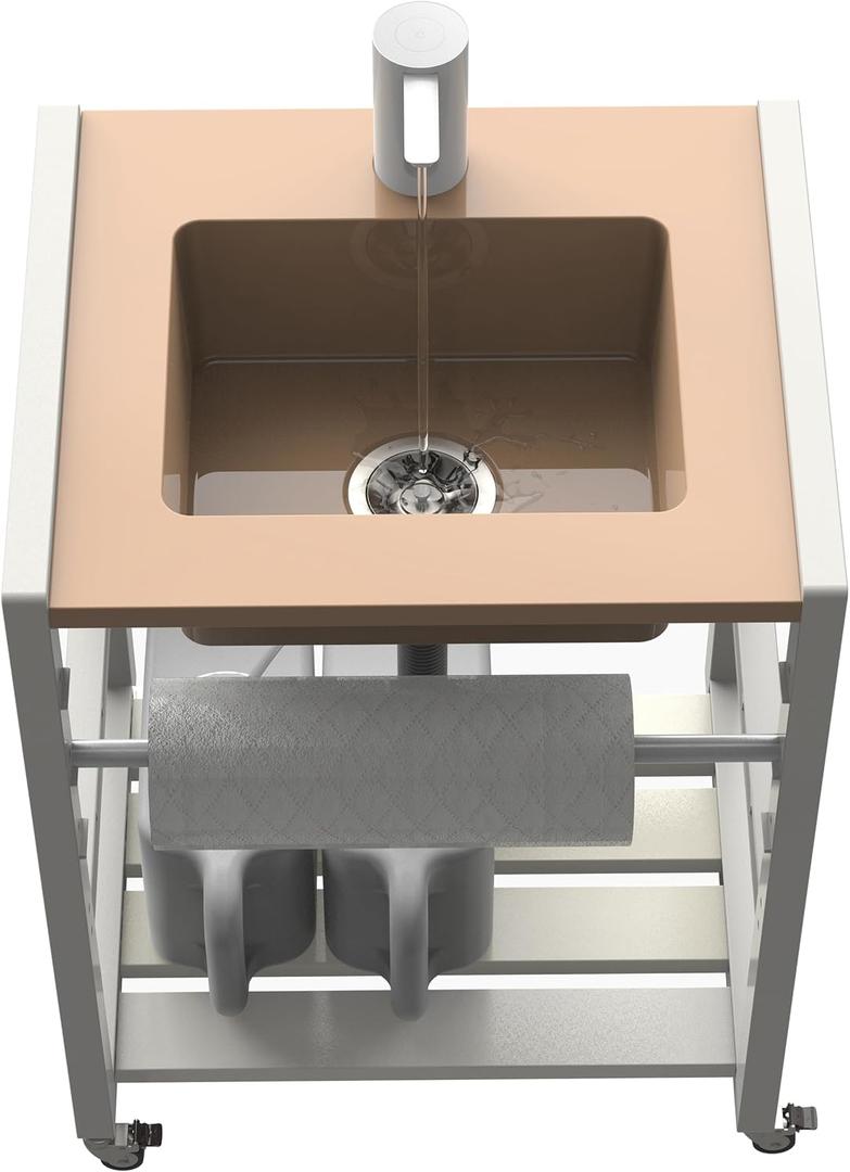 Bathroom Vanity Sink, Portable Sink Wash Station with Electronic Faucet, Adjustable Height, Dual Water Tanks Ideal for Home, Camping, Art & Pottery Studios (Large Tank), 18.5 x 22 x 30 inches