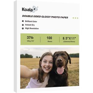 Koala Double Sided Glossy Inkjet Brochure Paper 8.5X11 Inches Thin 37lb 140gsm 100 sheets for Inkjet Printer Dye Ink for Photo Flyer Calendar Magazine Printing