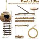 7PCS Bird Perches, Coconut Nest Hut with Ladder, Bird Swing and Stand for Small and Medium-Sized Parakeets, Conures and Budgies, Parrot Cockatiels Budgie Conure Finches Lovebirds