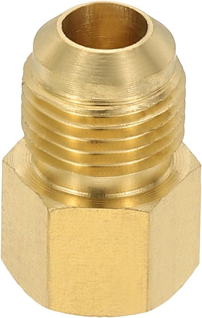 PATIKIL Brass Flare Tube Fitting Coupling, 3/8" Male Flare x 1/4" Female NPT Thread Brass Pipe Fitting Connector Adapter Coupler Reducer for Propane, Fuel, Oil, Gas Systems