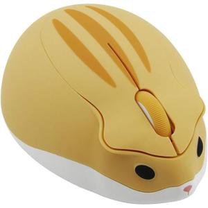 2.4GHz Wireless Mouse Cute Hamster Shape Less Noice Portable Mobile Optical 1200DPI USB Mice Cordless Mouse for PC Laptop Computer Notebook MacBook Kids Girl Men Women Adults Gift (Yellow)