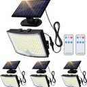 Adiding Solar Outdoor Lights, 2800LM LED Flood Lights with 16.4 Ft Cable, Remote Control Solar Motion Sensor Lights with 3 Modes, Solar Powered Security Lights for Outside Patio, Yard, Garage, 2 Pack