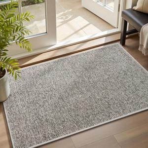 MontVoo Door Mat Indoor Entrance Doormat, Absorbent Durable Rubber Non Slip Front Door Mat for Inside Entry Entryway Dirt Trapper Welcome Mat, Beige 17''x30''