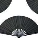 Boots on The Ground Fan,2025 New Large Holographic Folding Hands F an Line Dance Popping Fans,Boots on The Ground Hand Fan,Folding Hand Classic Style Fans Bamboo Ribs Hands Held Chinese (Black)