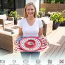 KINGEN American Flag Patriotic Theme Party Supplies, 17.3'' Rectangle and 13'' Round Set of 2 Extra-Large Bamboo Serving Trays, Entertaining, Independence Day, Reusable and Dishwasher Safe