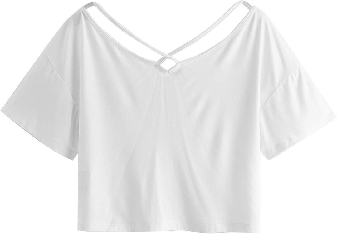 SweatyRocks womens Crop (White, S)