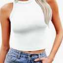 Bluetime Women's Sleeveless Tank Tops Summer Casual Basic Slim Fitted Racerback High Neck Y2k Crop Top , XL