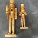 Weysat 2 Pcs Neutral Christmas Nutcracker Figure Gold Wooden Nutcracker Figures with Velvet Bow Christmas Ornament for Xmas Festival Party Gift Shelves Table Desktop Fireplace Decor, 10inch, 15inch