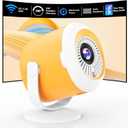 Portable Mini Projector with WiFi and Bluetooth Rotatable Movie Projector with Electronic Focus LED Pico Projectors for Home Theater Compatible with Smartphone, TV Stick, Laptop, HDMI, USB
