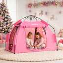 Large Kids Play Tent with LED Strip Lights Pop Up Playpen Indoor, 66.9 x 35.43 x 50.78 inches