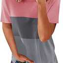 Biucly Womens Short Sleeve Crewneck Shirts Loose Casual Tee T-Shirt S