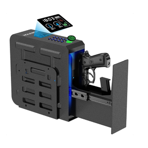 HOLEWOR Gun Safe, Slider Biometric Pistol Safe Fingerprint Bedside Gun Lock Box, 3 Ways Quick Access Mounted Handgun Case for Nightstand, Bed, Desk, Wall, Dresser