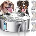 Dog Water Fountain for Large Dogs 7L/236oz Stainless Steel Dog Water Bowl Dispenser Automatic Pet Water Fountain with Deeper Drinking Area, Multi-Filtration Pet Fountain with 6 Filters