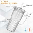 Glass Tumbler with Lids and Straws 2Pack 20oz Glass Cup with Handle-Wide Mouth Ice Coffee Cup Borosilicate Drinking Glasses for Smoothie Drinks