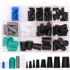 170pcs High Temp Silicone Rubber Cap & Plug Assortment - Masking System Kit for Powder Coating, Painting, Anodizing, Plating & Media Blasting