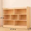Wooden 7 Compartment Storage Cabinet Organizer Kids 3 Tier Wood Bookshelf School Storage Shelf Classroom Furniture for Kids Natural (47.24" L x 11.81" W x 35.43" H)