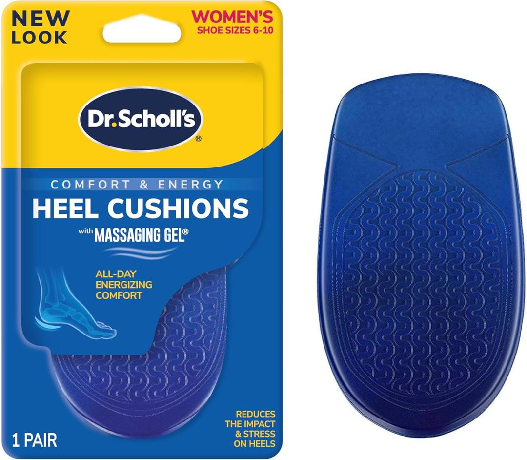 Dr. Scholl's Heel Cushions with Massaging Gel Advanced // All-Day Shock Absorption and Cushioning to Relieve Heel Discomfort (1 Count (Pack of 1))