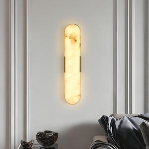 20" Gold Alabaster Wall Sconce, Brass Vintage Natural Marble Wall Light, LED Tunable 3000K-6000K Vanity Wall Lamp Fixture for Bathroom Bedroom Hallway Living Room