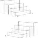 Goabroa 2 Sets 10 Pcs Clear Display Risers, Rectangular Display Stands | Table Stands for Jewelry, Cupcake, Perfume, Figures, Dessert (7"-8"-9" L)