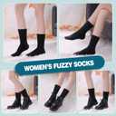 Fuzzy Socks for Women Cozy Fluffy Slipper Socks Soft Warm Winter Fleece Plush Sleeping Gift Socks (One Size, 5 Pairs Black)