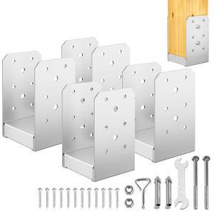 4"x 4" Post Base, 4Pcs Stainless Steel Adjustable Post Anchor Bracket(Internal 3.5 x 3.5"), Adjustable Post Base for Pavilion Deck Porch Handrail Railing Support Decorative Anchor Plate