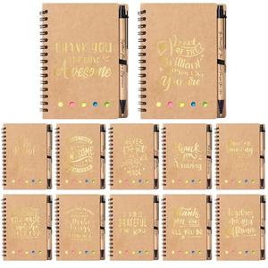 12 Set Employee Appreciation Gifts Bulk, Thank You Gift Inspirational Notebook for Team Volunteer Nurse Coworker Teacher Students, Notepad with Bamboo Pen Bulk (12, Gratitude)