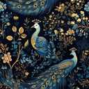 REDAMANCY Gold/Yellow/Blue Peacock Animal Plants Dark Black Peel and Stick Wallpaper Stick on Contact Paper Vintage Wall Paper Easy Peel Off for nightstand Drawer Cabinet Renter