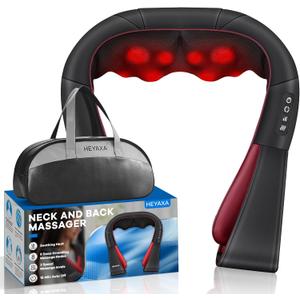 Shiatsu Neck and Back Massager, Neck and Shoulder Massager with Heat, Deep Tissue 4D Kneading Pillow Using in Home, Car and Office, Gifts for Men Women Him Her (Black)