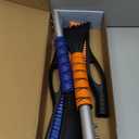 EcoNour 27" Car Snow Brush and Ice Scrapers for Car Windshield (2 Pack) | Scratch Free Bristle Head Snow Brush & Tough Window Snow Scraper with Aluminium Body | Snow Removal Winter Car Accessories (Blue & Orange)