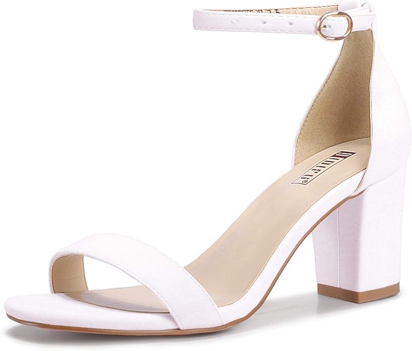 IDIFU Women's 3 Inch Heel Sandals for Women US 8.5, Color: White Pu
